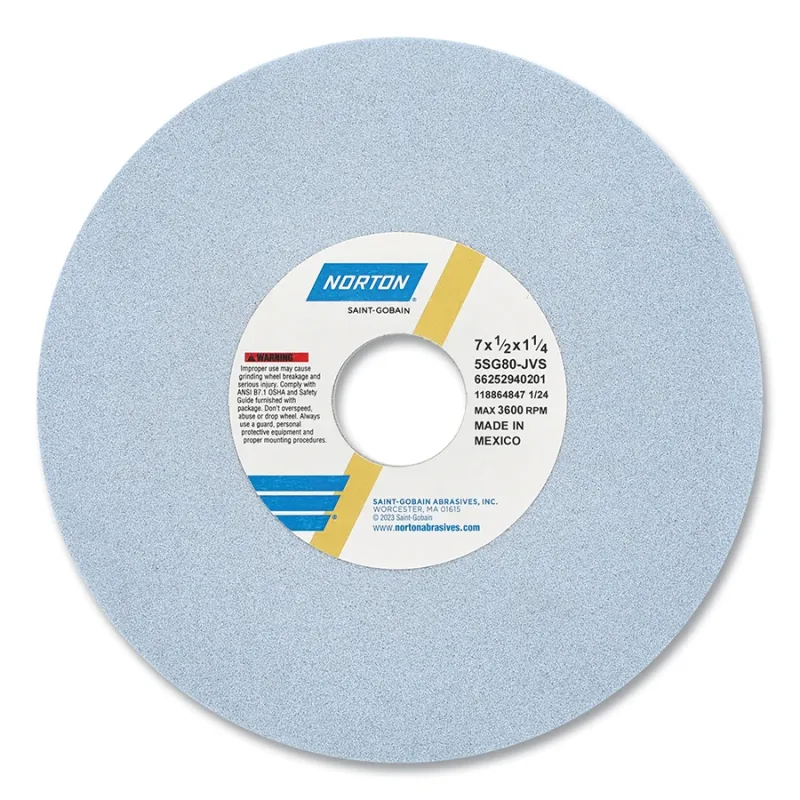 SG 5SG Toolroom Wheel, Type 01, 7 in dia x 1/2 in Thick, 1-1/4 in Arbor dia, 80 Grit, 5SG80-JVS
