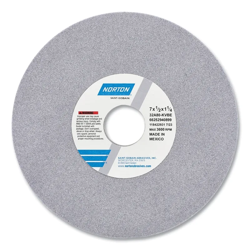 Type 01 32A Toolroom Wheel, 7 in dia, 1/2 in Thick, 1-1/4 in Arbor dia, 80 Grit, 32A80-KVBE