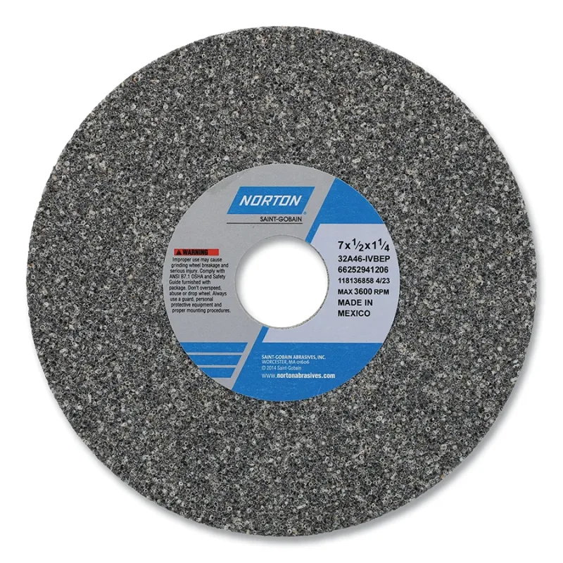 Type 01 32A Toolroom Wheel, 7 in dia, 1/2 in Thick, 1-1/4 in Arbor dia, 46 Grit, 32A46-IVBEP