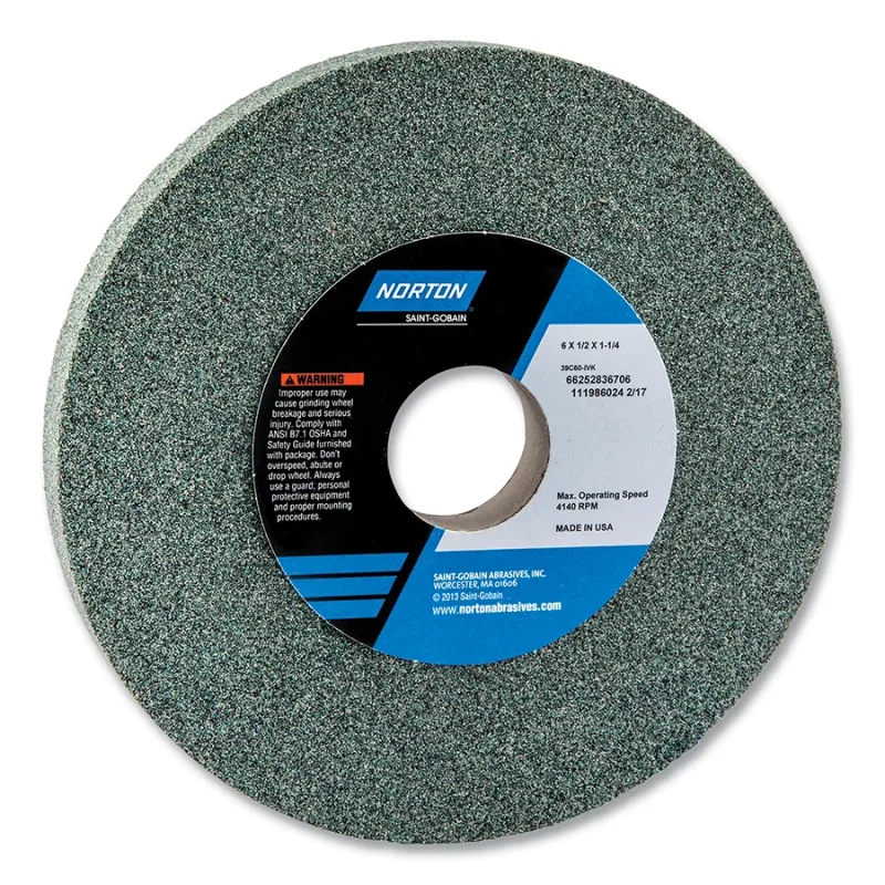 Type 1 Straight Silicon Carbide Vitrified Wheel, 7 in dia x 1-1/4 in Arbor x 1 in Thick, 3600 RPM