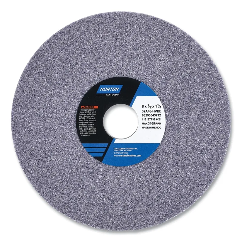 Type 01 32A Toolroom Wheel, 8 in dia, 1/2 in Thick, 1-1/4 in Arbor dia, 46 Grit, 32A46-HVBE