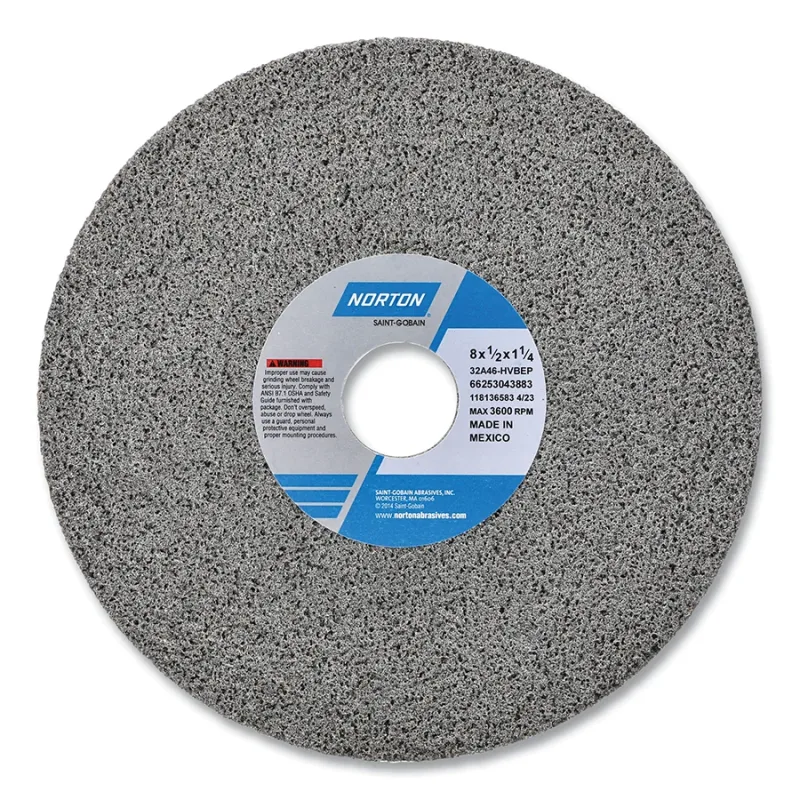 Type 01 32A Toolroom Wheel, 8 in dia, 1/2 in Thick, 1-1/4 in Arbor dia, 46 Grit, 32A46-HVBEP