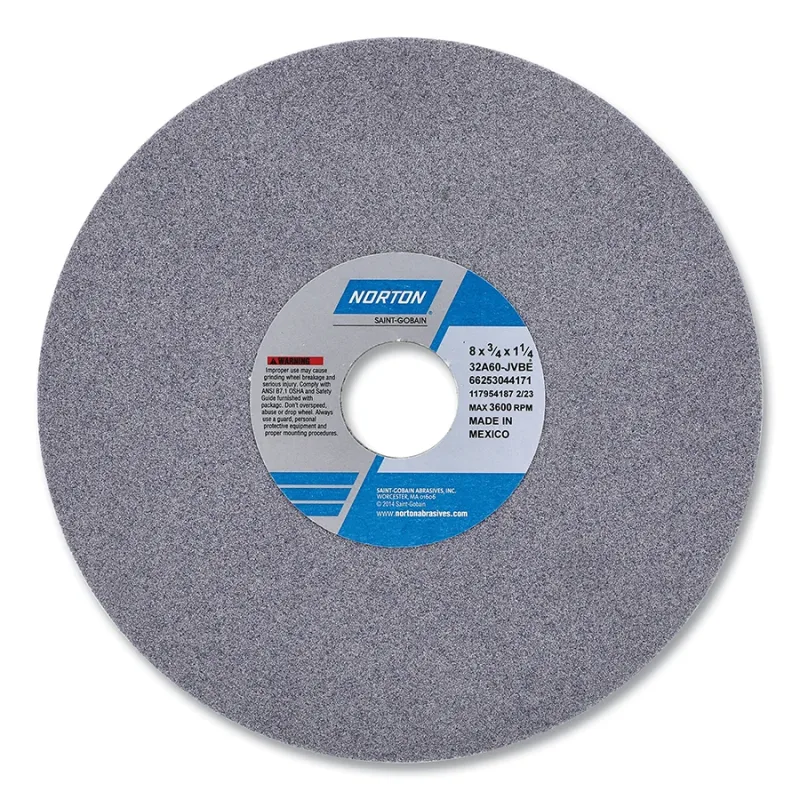 Type 01 32A Toolroom Wheel, 8 in dia, 1/2 in Thick, 1-1/4 in Arbor dia, 60 Grit, 32A60-JVBE