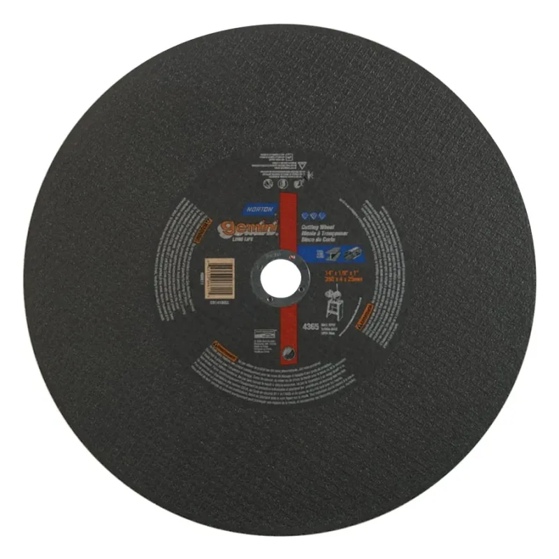 Long-Life Reinforced Cut-Off Wheel, Type 1, 14 in Dia, 1/8 in Thick, Alum. Oxide