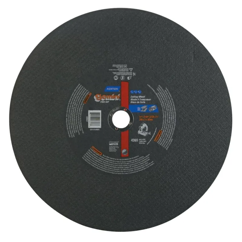 Gemini® Chop Saw Reinforced Chopsaw Wheel, 14 in dia, 7/64 in Thick, 1 in Arbor, Very Coarse