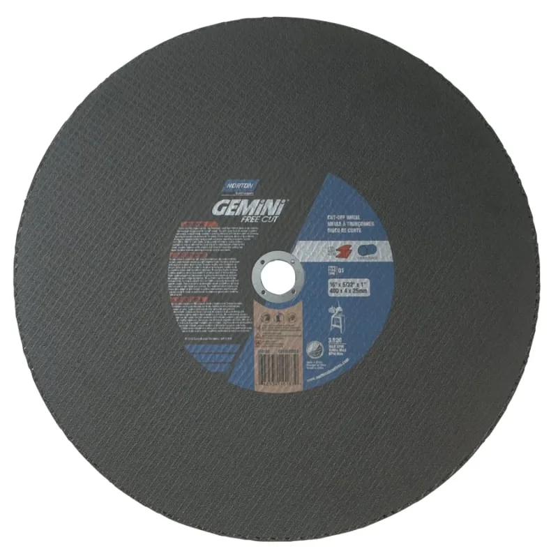Type 01 Gemini Stationary Reinforced Cut-Off Wheels, 16 in Dia, 5/32 in Thick