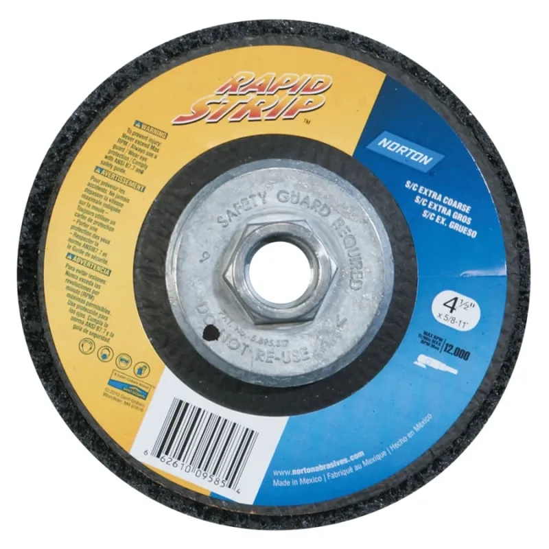 Bear-Tex® Rapid Strip™ Depressed Center Disc, 4-1/2 in dia x 5/8 in-11 Arbor, Extra Coarse, 12000 RPM