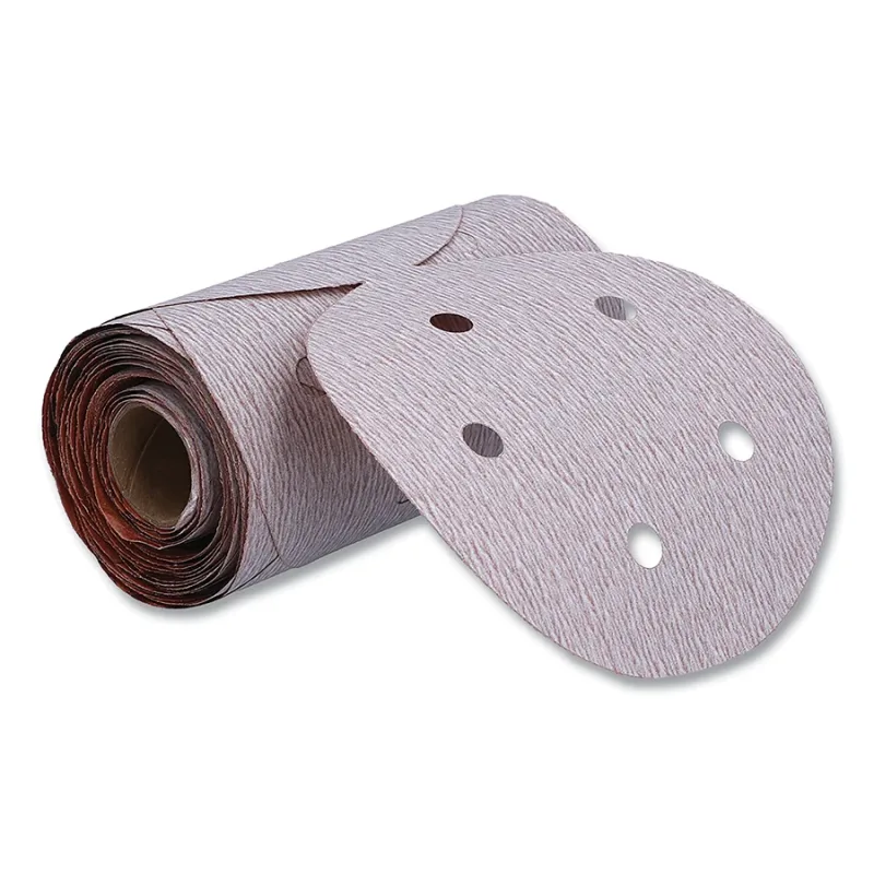 A275OP Paper Disc Roll, Aluminum Oxide, Extra Fine Grit, 5 in dia, P320, PSA, 5 Vaccum Holes