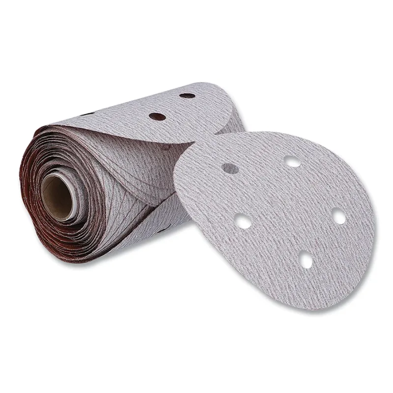 A275OP Paper Disc Roll, Aluminum Oxide, Medium Grit, 5 in dia, P120, PSA, 5 Vacuum Holes