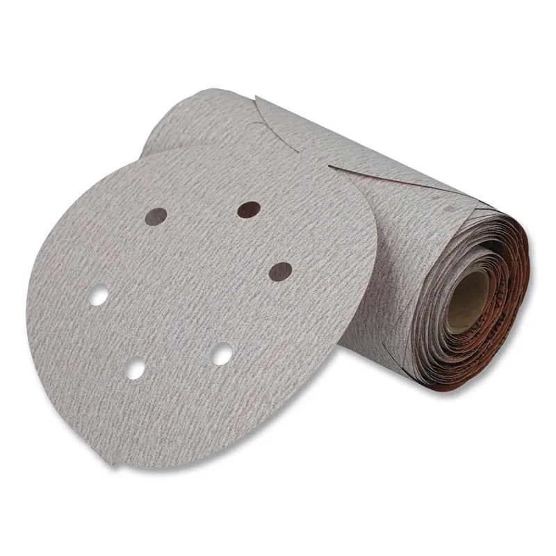 A275OP Paper Disc Roll, Aluminum Oxide, Very Fine Grit, 6 in dia, P220, PSA, 6 Vaccum Holes