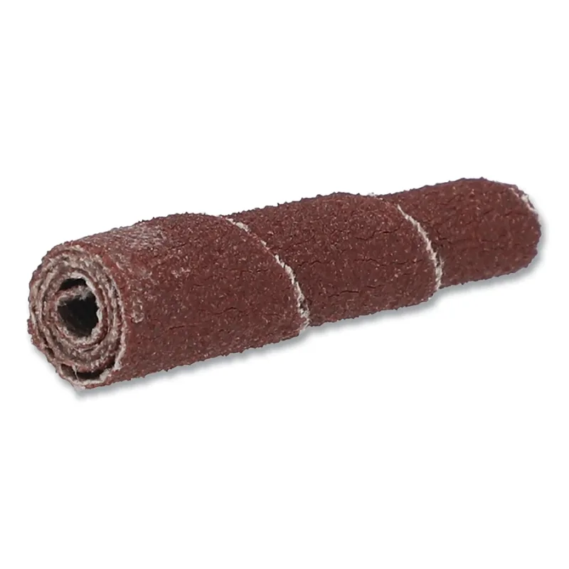 Full Tapered Spiral Roll, R265, Metal, Aluminum Oxide, 3/8 in dia x 1-1/2 in L x 1/8 Arbor, 80 Grit