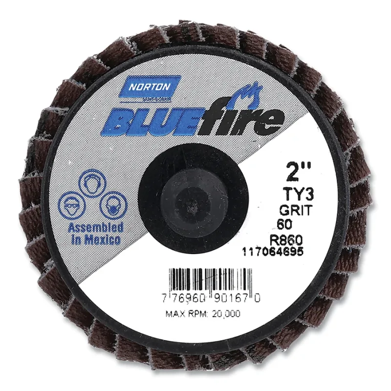Bluefire™ R860 Mini Flap Disc, 2 in dia, 60 Grit, Quick-Change TR (Type III), 30000 RPM, Type 27 Flat