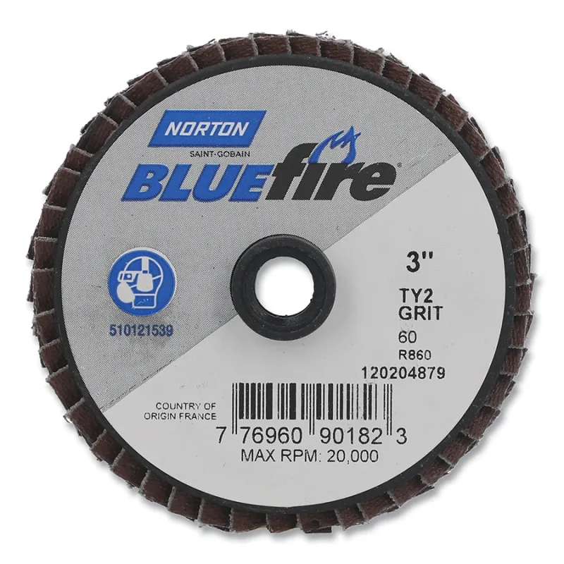 Bluefire™ R860 Mini Flap Disc, 3 in dia, 60 Grit, Quick-Change TS (Type II), 30000 RPM, Type 27 Flat