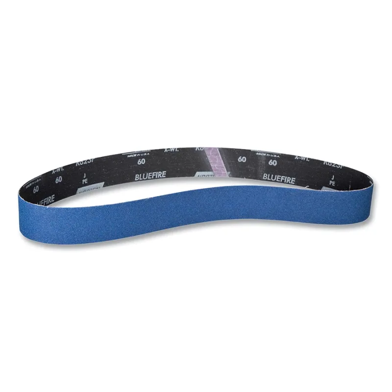 BlueFire® R823P ZA Medium Grit Narrow Benchstand Belt, 2-1/2 in x 60 in, 120 Grit, Zirconia Alumina