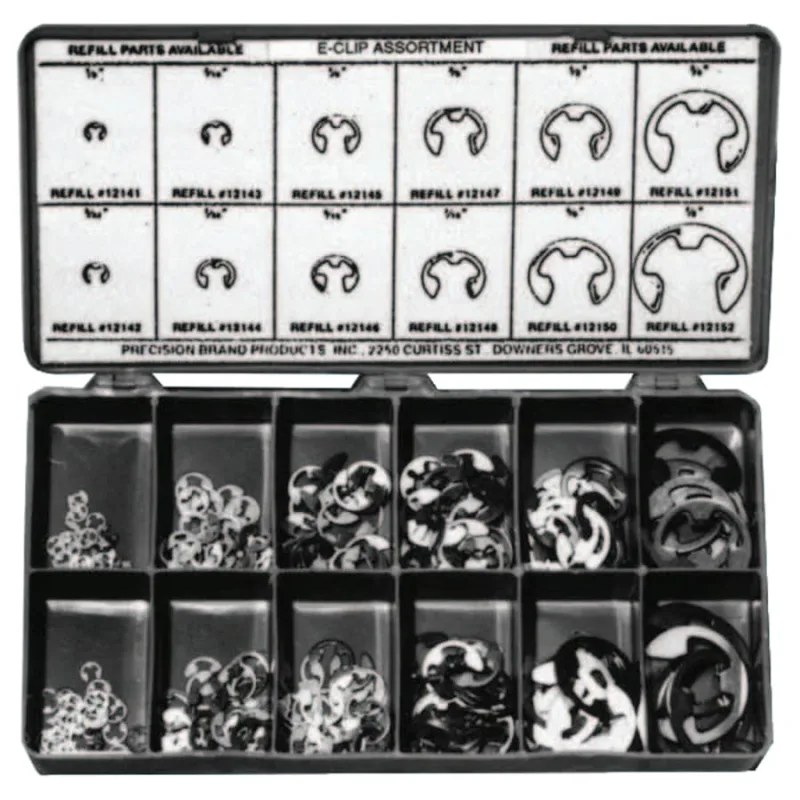 E Clip Assortments, Carbon Steel, 265 per set