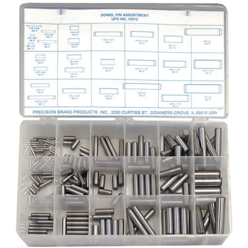 Dowel Pin Assortments, Alloy Steel, 176 per set