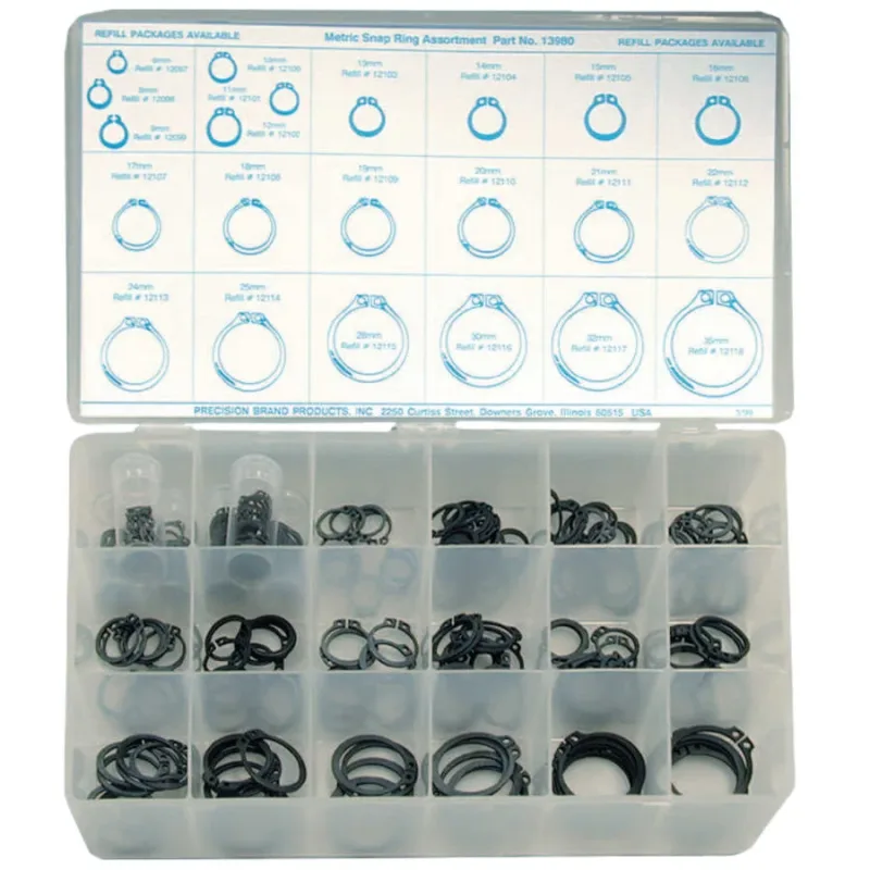 Metric Snap Ring Assortments, Spring Steel, 295 per set