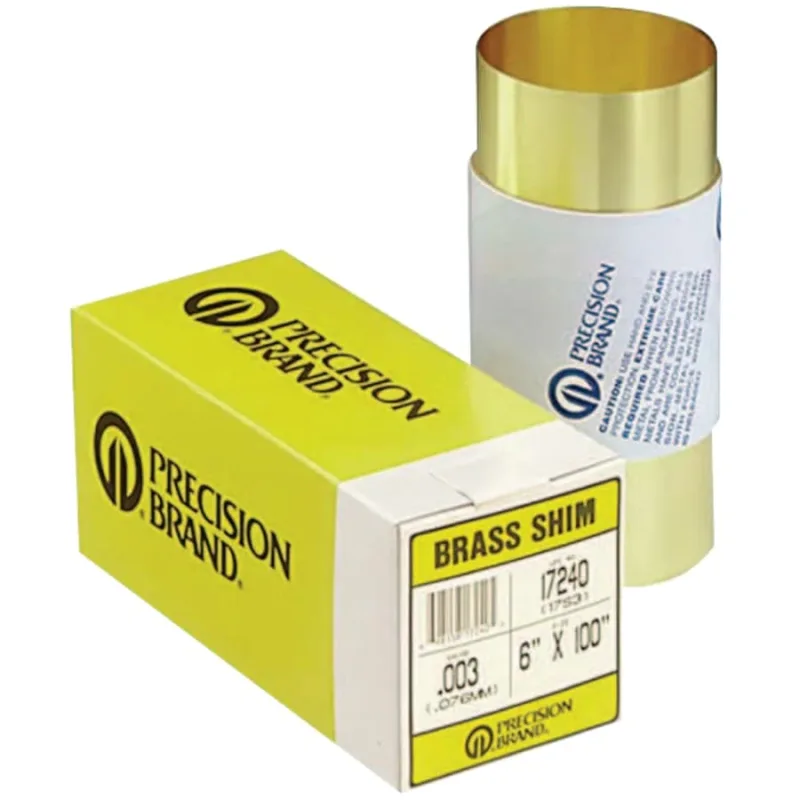 Brass Shim Stock Rolls, 0.1, Brass, 0.003" x 100" x 6