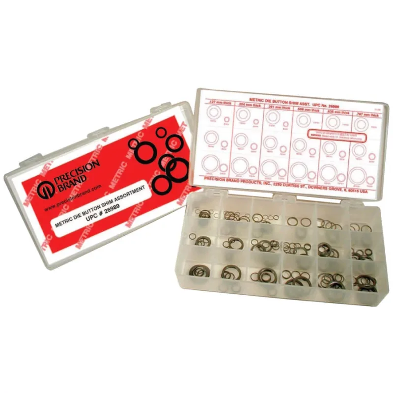 Die Button Shim Assortments, 4.95 ID, 5.96 OD - 15.50 ID, 19.93mm OD, 330/Set
