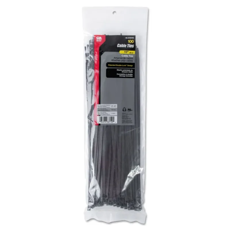 Standard Cable Ties, 45 lb Tensile Strength, 11 in L, Black, 100 EA/BG (623-46-210UVB) - additional view 1