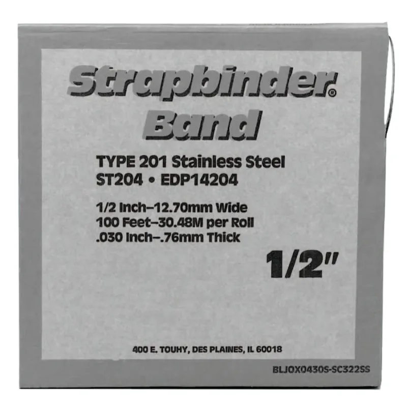 Bands, 5/8 in x 100 ft, 0.03 in Stainless Steel 201