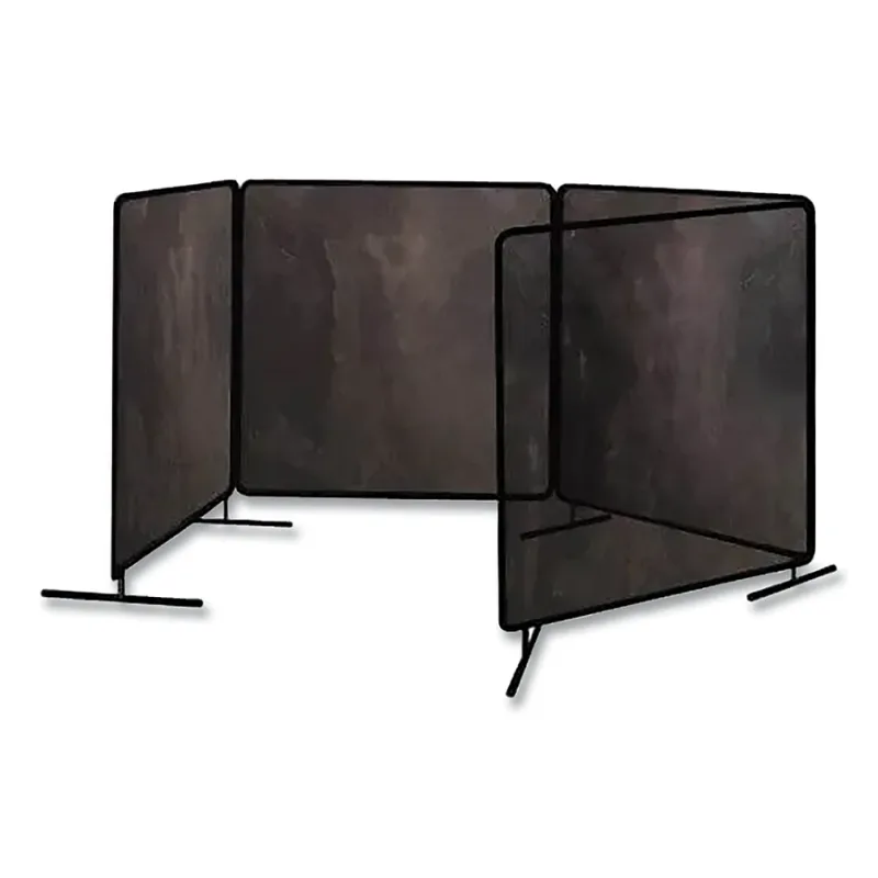 ArcShield® Portable Welding Screen, 6 ft x 8 ft, 14 mil Vinyl/Tubular Steel Fr, Gray Transparent/BLK Fr, 4 Panels