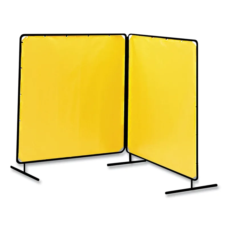 ArcShield® Portable Welding Screen, 6 ft x 8 ft, 14 mil Vinyl/Tubular Steel Fr, YEL Transparent/BLK Fr, 2 Panels