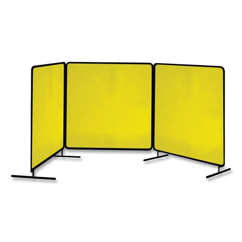 ArcShield® Portable Welding Screen, 6 ft x 4 ft, 14 mil Vinyl/Tubular Steel Fr, YEL Transparent/BLK Fr, 3 Panels