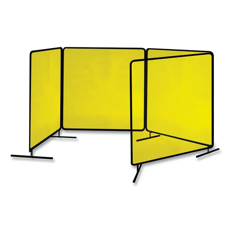 ArcShield® Portable Welding Screen, 6 ft x 8 ft, 14 mil Vinyl/Tubular Steel Fr, YEL Transparent/BLK Fr, 4 Panels