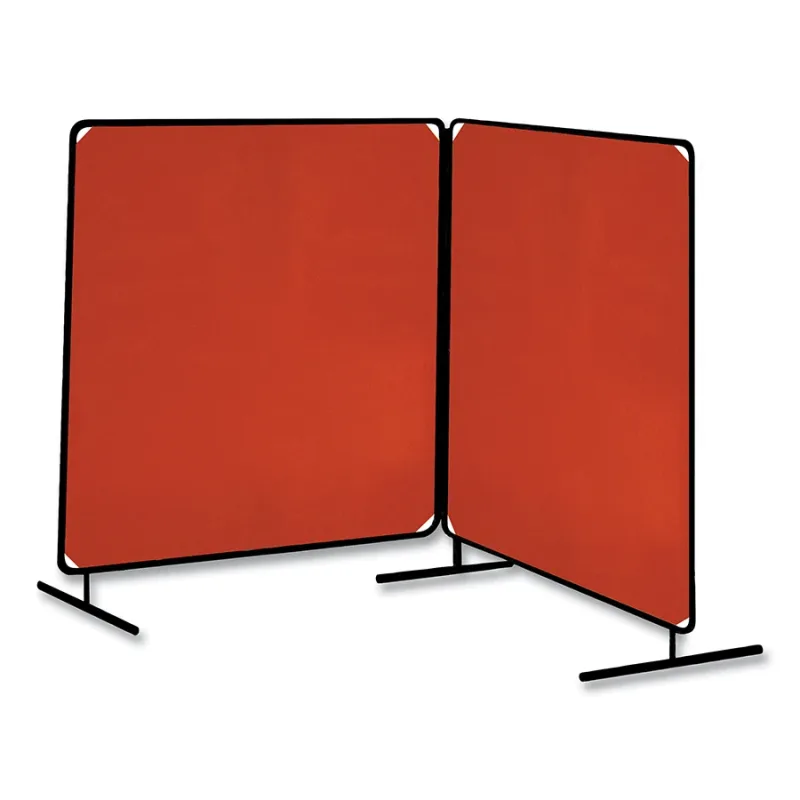 ArcShield® Portable Welding Screen, 6 ft x 4 ft, 14 mil Vinyl/Tubular Steel Fr, Orange Transparent/BLK Fr, 2 Panels