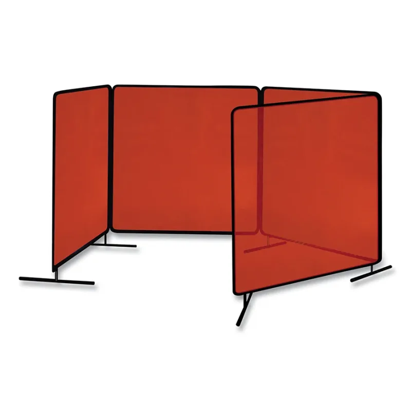 ArcShield® Portable Welding Screen, 6 ft x 6 ft, 14 mil Vinyl/Tubular Steel Fr, Orange Transparent/BLK Fr, 4 Panels