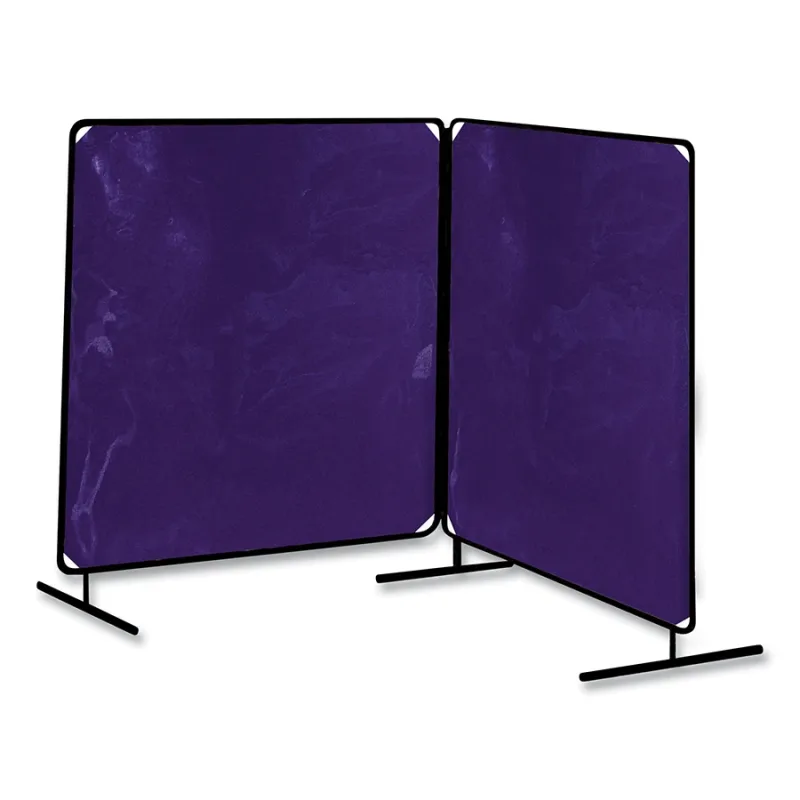 ArcShield® Portable Welding Screen, 6 ft x 4 ft, 14 mil Vinyl/Tubular Steel Fr, BL Transparent/BLK Fr, 2 Panels