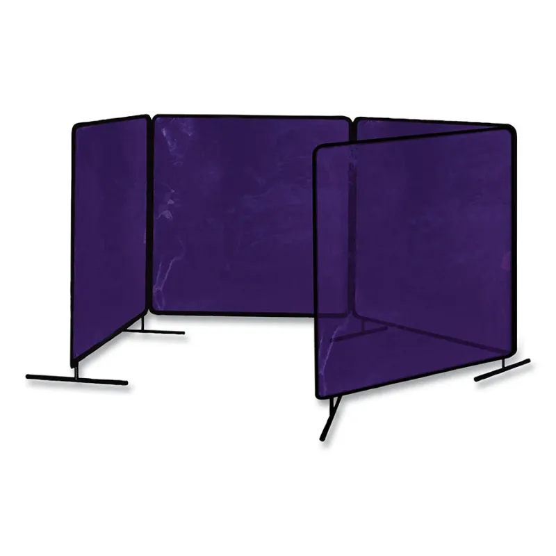 ArcShield® Portable Welding Screen, 6 ft x 6 ft, 14 mil Vinyl/Tubular Steel Fr, BL Transparent/BLK Fr, 4 Panels