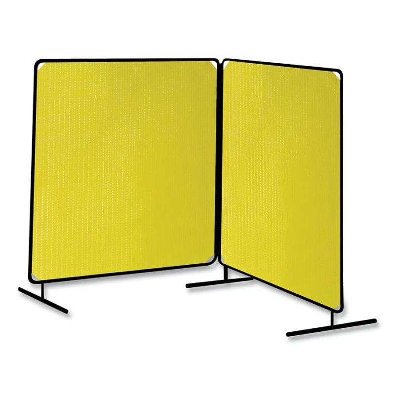 ArcShield® Portable Welding Screen, 6 ft x 8 ft, 13 mil Vinyl CTD Polyester/Tubular Steel Fr, Opaque YEL/BLK Fr, 2 Panels