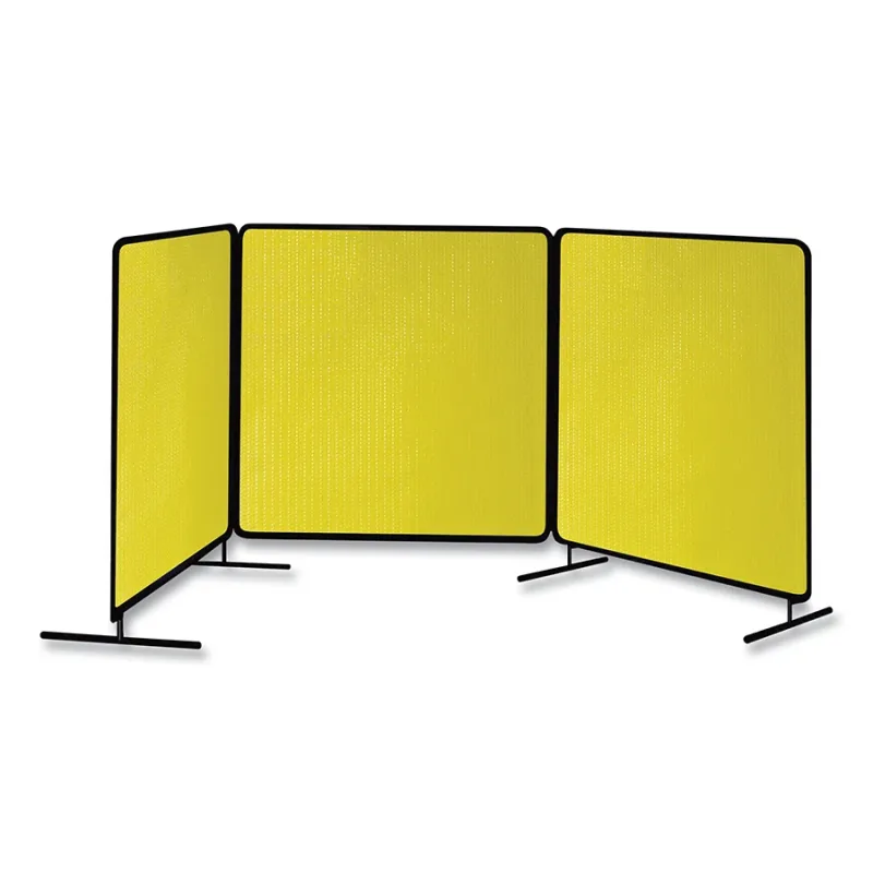ArcShield® Portable Welding Screen, 6 ft x 8 ft, 13 mil Vinyl CTD Polyester/Tubular Steel Fr, Opaque YEL/BLK Fr, 3 Panels