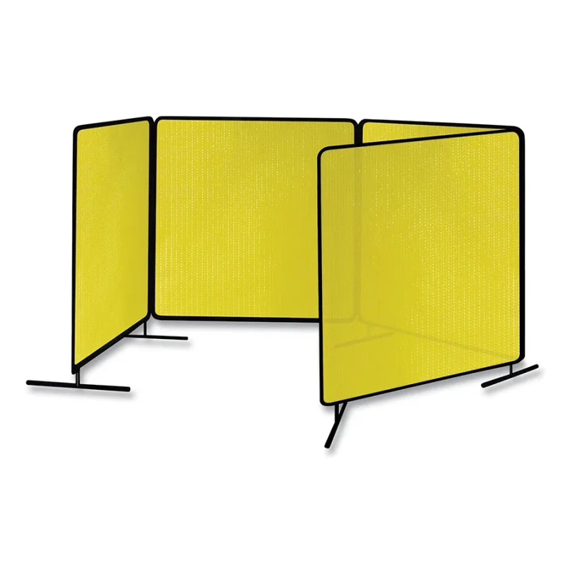 ArcShield® Portable Welding Screen, 6 ft x 6 ft, 13 mil Vinyl CTD Polyester/Tubular Steel Fr, Opaque YEL/BLK Fr, 4 Panels