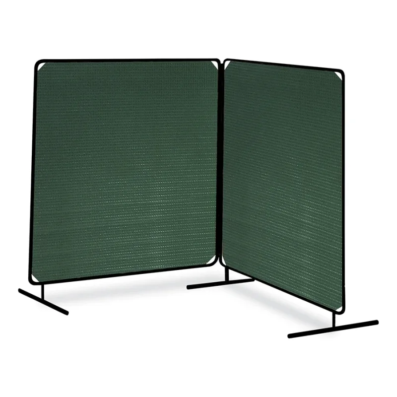 ArcShield® Portable Welding Screen, 6 ft x 8 ft, 13 mil Vinyl CTD Polyester/Tubular Steel Fr, Opaque Dk GN/BLK Fr, 2 Panels