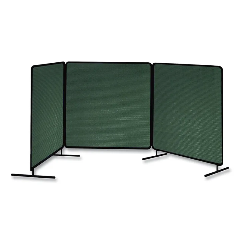 ArcShield® Portable Welding Screen, 6 ft x 8 ft, 13 mil Vinyl CTD Polyester/Tubular Steel Fr, Opaque Dk GN/BLK Fr, 3 Panels