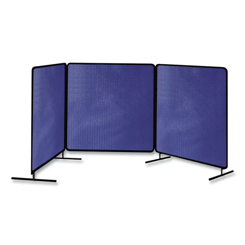 ArcShield® Portable Welding Screen, 6 ft x 8 ft, 13 mil Vinyl CTD Polyester/Tubular Steel Fr, Opaque BL/BLK Fr, 3 Panels