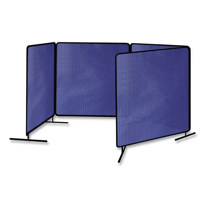 ArcShield® Portable Welding Screen, 6 ft x 6 ft, 13 mil Vinyl CTD Polyester/Tubular Steel Fr, Opaque BL/BLK Fr, 4 Panels