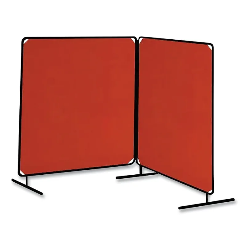 ArcShield® Portable Welding Screen, 6 ft x 6 ft, 40 mil Vinyl/Tubular Steel Fr, Orange Transparent/BLK Fr, 2 Panels