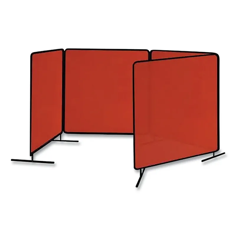 ArcShield® Portable Welding Screen, 6 ft x 8 ft, 40 mil Vinyl/Tubular Steel Fr, Orange Transparent/BLK Fr, 4 Panels