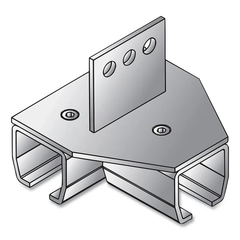 Track Mounted Rolling Curtain System, 2.25 in W x 4 in L, Metallic, Galv Steel, 3-Way T-Connector, Suspension Mount