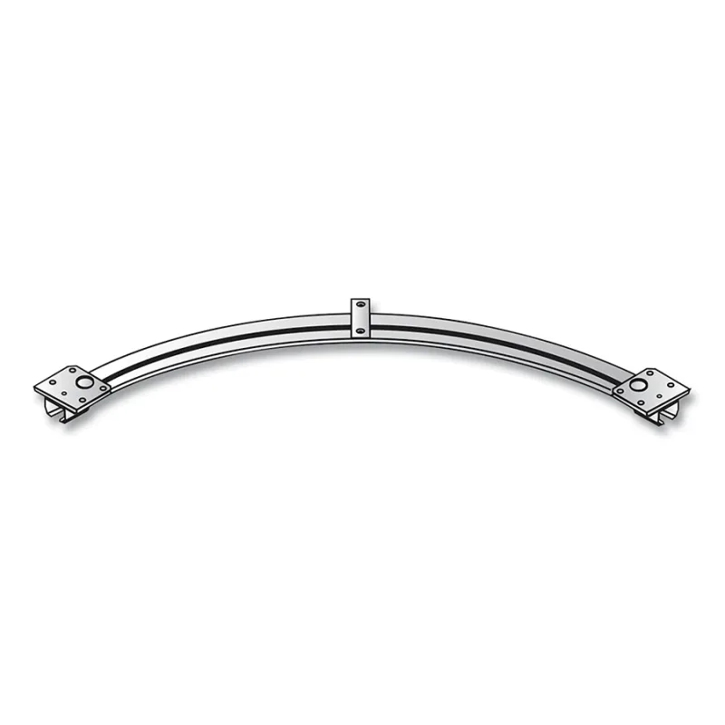 Track Mounted Rolling Curtain System, 1.125 in W x 39.9 in L, Metallic, Galv Steel, 90° Curve Track, Ceiling Mount
