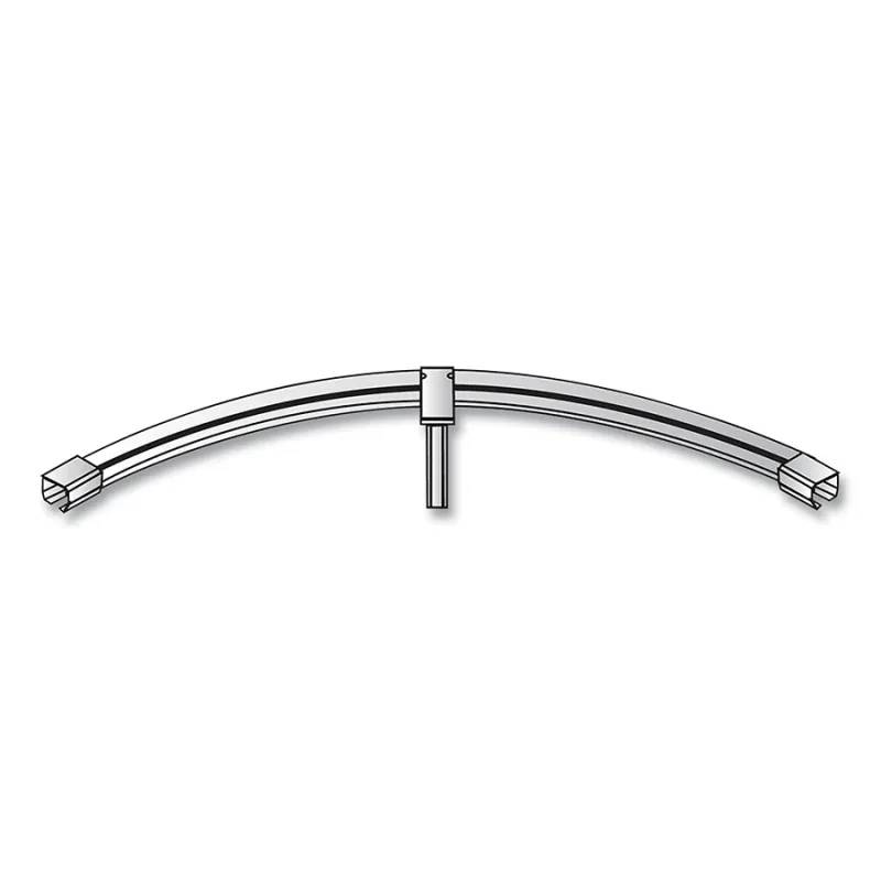 Track Mounted Rolling Curtain System, 1.125 in W x 39.9 in L, Metallic, Galv Steel, 90° Curve Track, Floor Mount