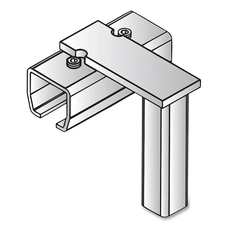 Track Mounted Rolling Curtain System, 4 in W x 4.25 in L, Metallic, Galv Steel, Track Connector Support, Floor Mount