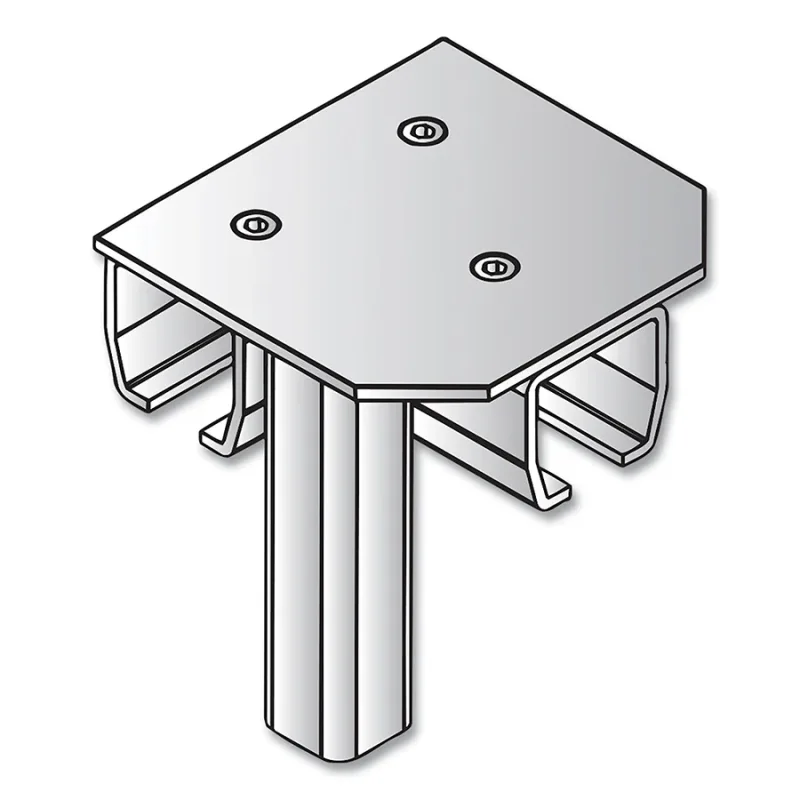 Track Mounted Rolling Curtain System, 4 in W x 4.25 in L, Metallic, Galv Steel, 3-Way T-Connector, Floor Mount