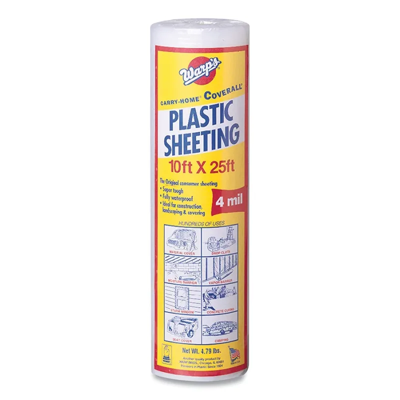 Carry-Home® Coverall® Plastic Sheeting, 10' ft L x 25' ft W, 4 mil thick, Clear