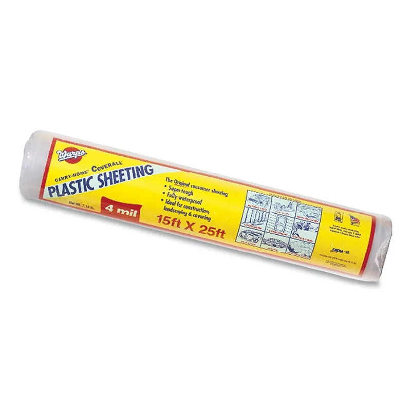 Carry-Home® Coverall® Plastic Sheeting, 15' ft L x 25' ft W, 4 mil thick, Clear