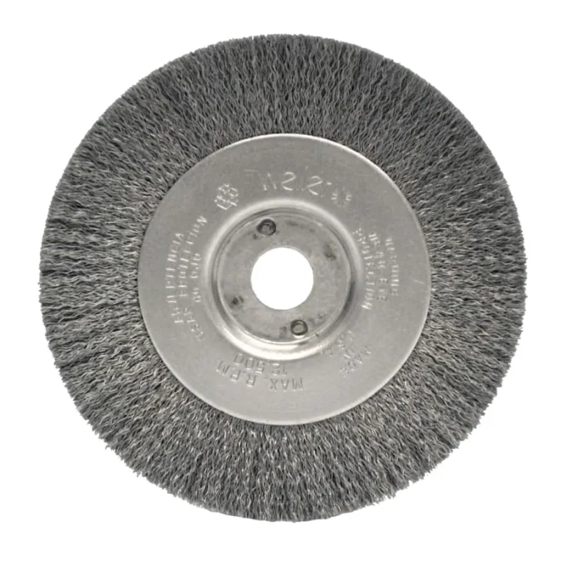 Narrow Face Crimped Wire Wheel, 4 in D x 1/2 in W, .006 in Steel Wire, 6,000 rpm
